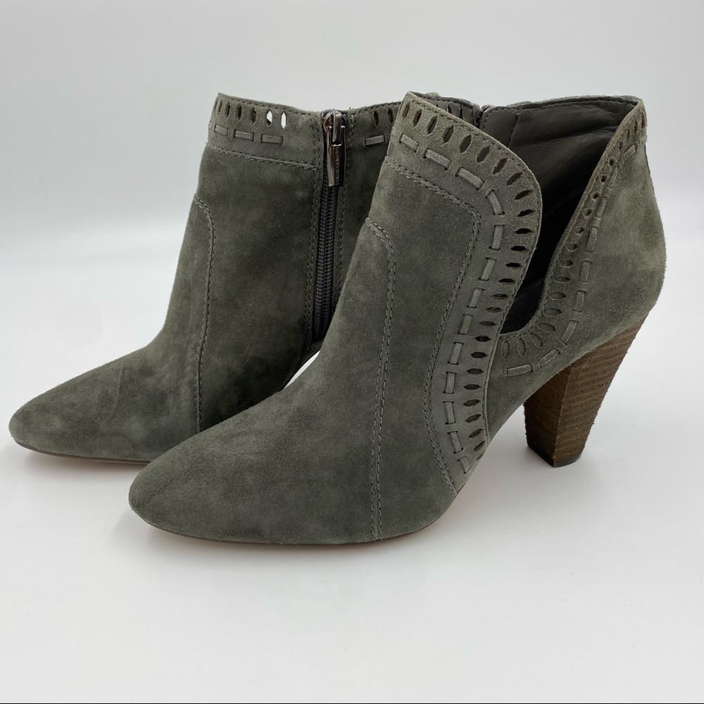 Vince Camuto Grey Suede Ankle Boots Heels Cutout